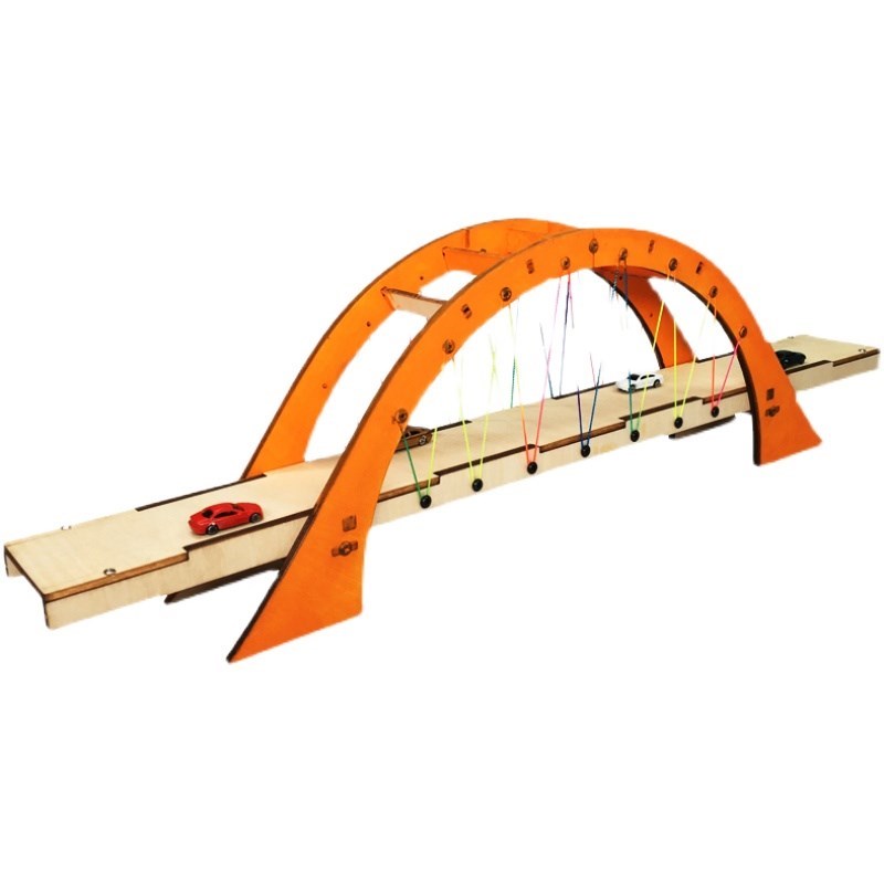 diy手工木质结构桥梁模型连续简支梁桥钢架桥学生拼装材料玩具。