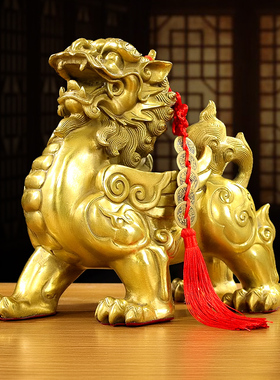 铜貔貅摆件一对铜皮丘客厅酒柜玄关办公室桌装饰店铺开业乔迁礼品