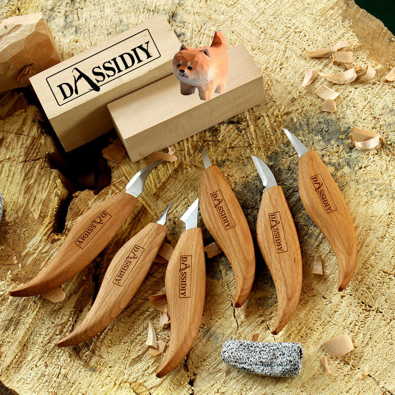 Dassidiy手工木雕刀具 木工雕刻刀具四件套 DS604D迷你鹓鹘刀 木