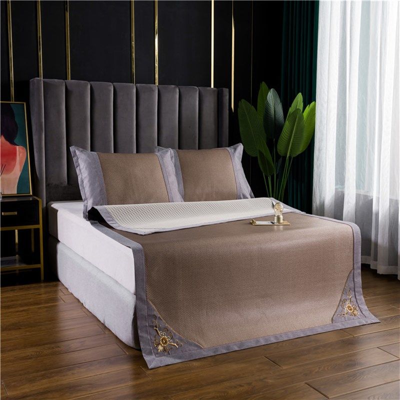 精品御藤席天然软凉席空调三件套滕席1.5米绣花透气冰藤冰丝席