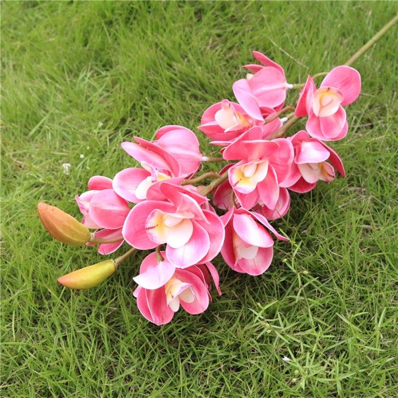 仿真花3D色绢布东亚兰 假花家居装饰兰花假花蕙兰蝴蝶兰跨境产品