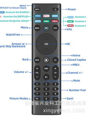 适用Vizio电视遥控器XRT140 IR Remote for Vizio tv