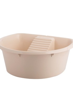 茶花洗衣盆带搓板宝宝搓衣盆塑料脸盆家用一体式学生盆 03351K