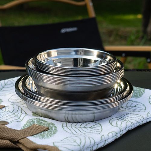 CLS户外超轻304不锈钢餐盘16件套便携自驾游露营烧烤餐具套装家用