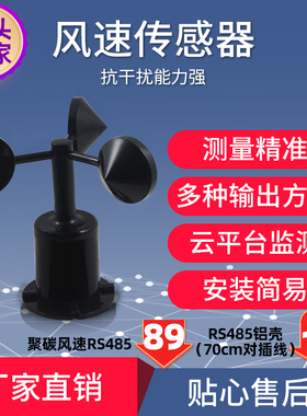 风速风向变送器风速袋三杯气象风速仪传感器脉冲RS485modbus厂家