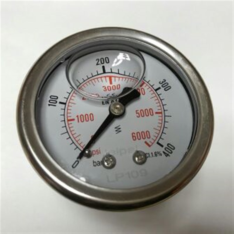 50mm 轴向耐震压力表 0~400bar 6000psi 轴向无边 后外壳50mm