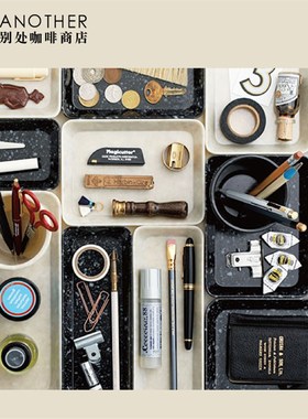 日本HIGHTIDE MARBLED收纳系列 大理石纹托盘桌面文具 多色