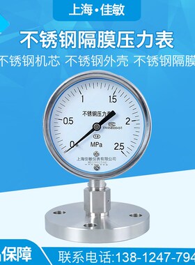 YTP100BF-MF DN25单法兰不锈钢隔膜压力表 防腐 法兰式隔膜压力表