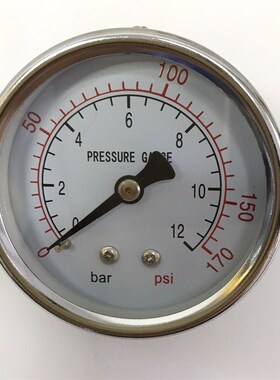 12bar 170psi 轴向压力表 Y-60Z 双刻度压力指示 60mm 牙PT1/4