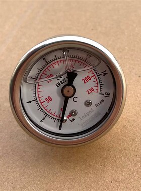 轴向耐震压力表 直径41mm 压力0-16bar 230psi 16bar=1.6mpa=16kg