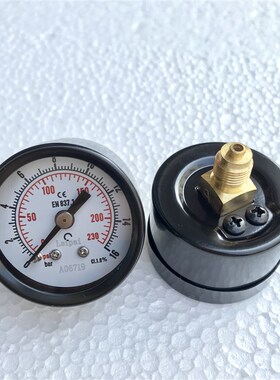 轴向双刻度压力表 一格0.2bar 压力0~16bar 0~230psi 直径40mm
