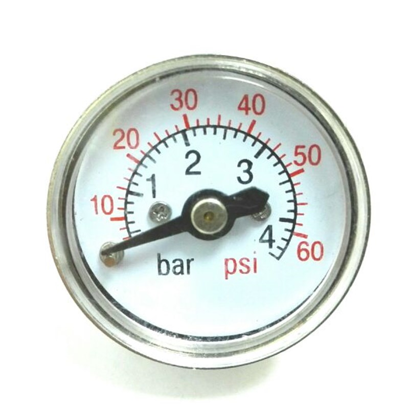 轴向压力表 直径25mm 压力 4bar 60psi PT1/8 电镀外壳 背面螺纹