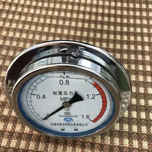 直径100mm 100zt 1.6mpa m20x1.5 无锡产轴向带边耐震压力表