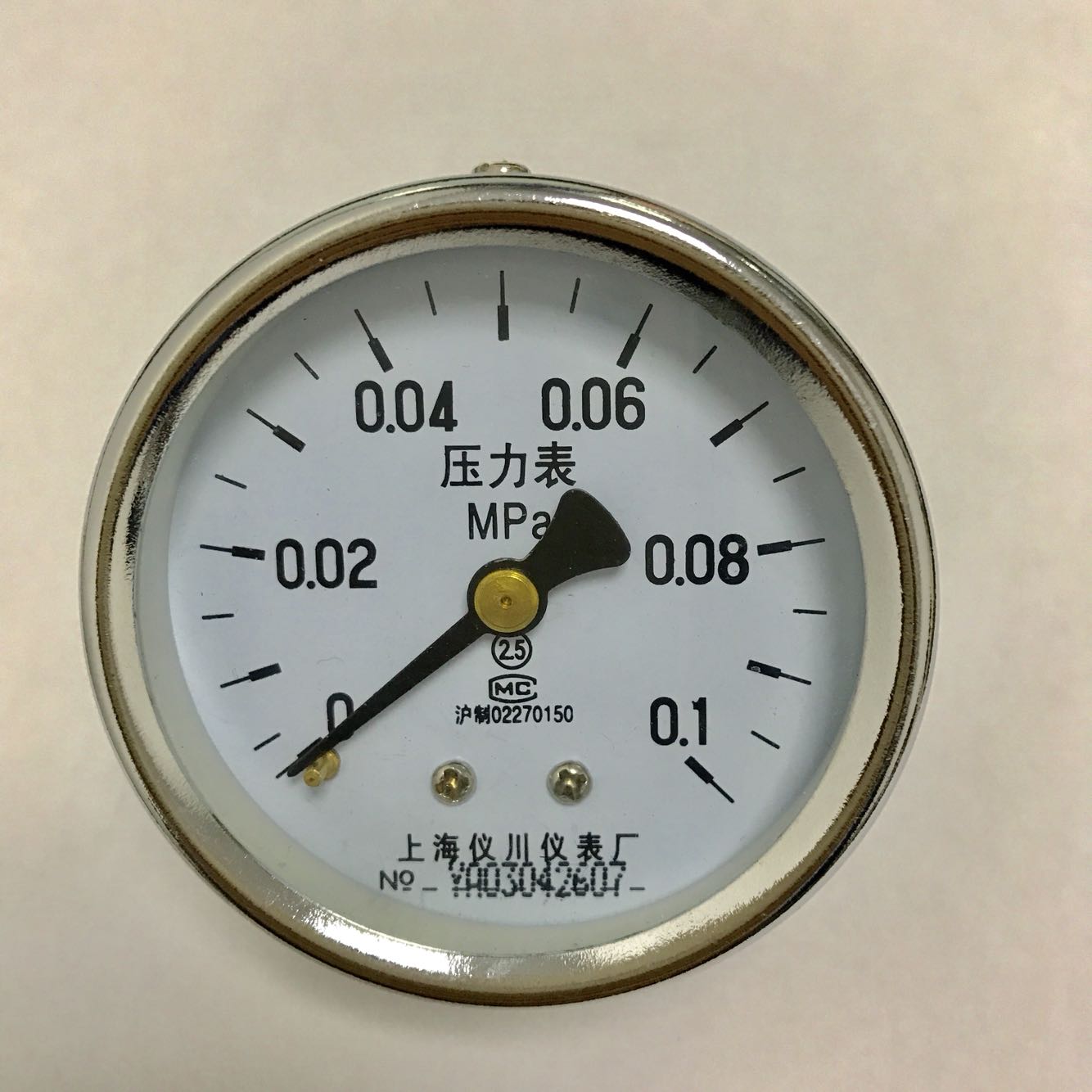 压力表 Y60Z  英文轴向1BAR 15PSI 0-0.1mpa 直径60mm 牙m14