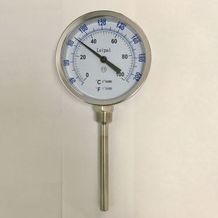 100度 双刻度显示 双金属温度计 螺纹ZG1 413 直径100mm WSS
