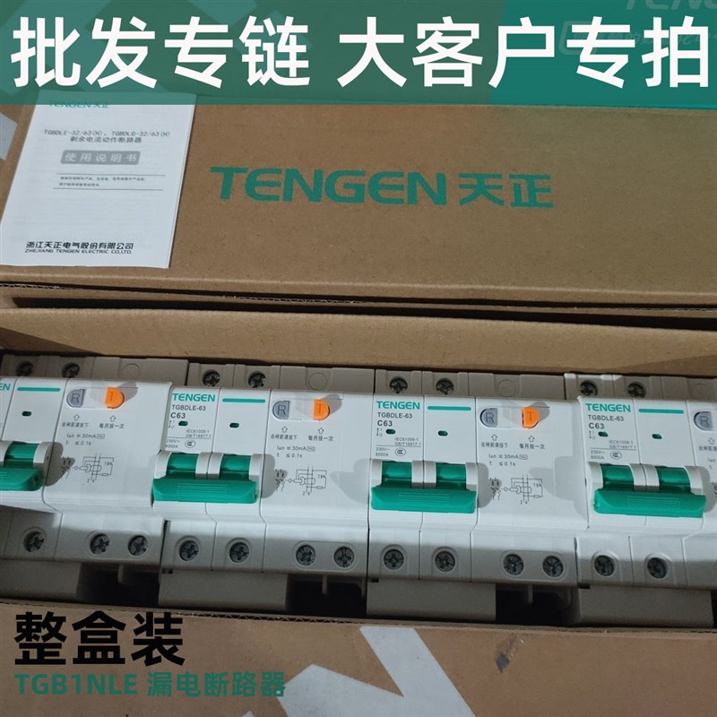 天正TENGEN漏电断路器TGB1NLE-32/63/125A家用保护器220v电闸漏保