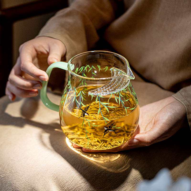 墨己瑞璃加厚玻璃月牙公道杯茶漏过滤大容量绿茶泡茶壶花茶壶公杯