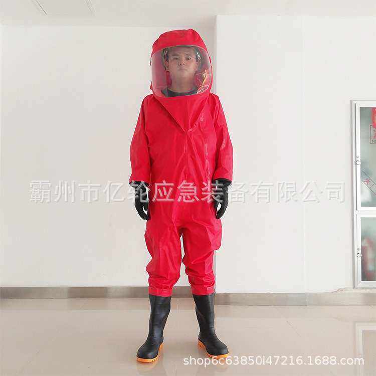 重型全封闭防化服双面涂覆PVC防护服大视野防雾面屏工作服