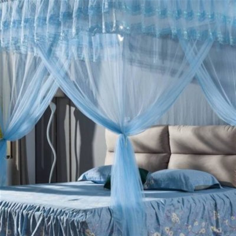 蚊帐不锈钢方顶加粗公主装墙1.5/1.8双人加大床加厚钩鱼杆伸缩