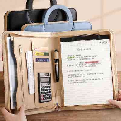 现货A4文件夹量房本多功能资料夹皮质经理夹商务销售谈单垫板签约