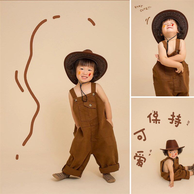 儿童摄影服装影楼拍照展会新款女孩小可爱1-4岁背带裤W韩系ins牛