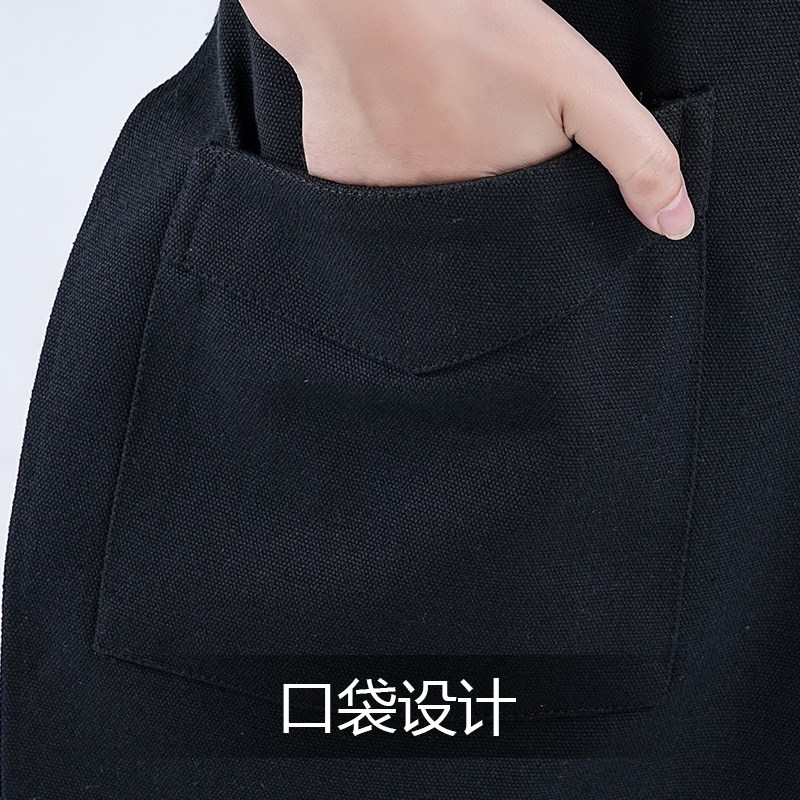 餐饮围裙定制logo印字日式女美甲上班厨房烘焙帆布围腰工作服