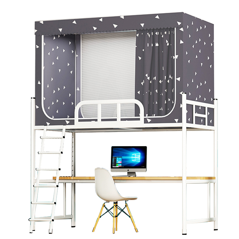 学生宿舍蚊帐 夏天上铺用遮光布侧开门床帘一体式下铺拉链款男生