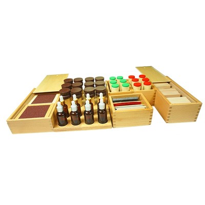 蒙氏教具触觉板音筒味觉瓶温觉板嗅觉筒重量板蒙特蒙台梭利感官