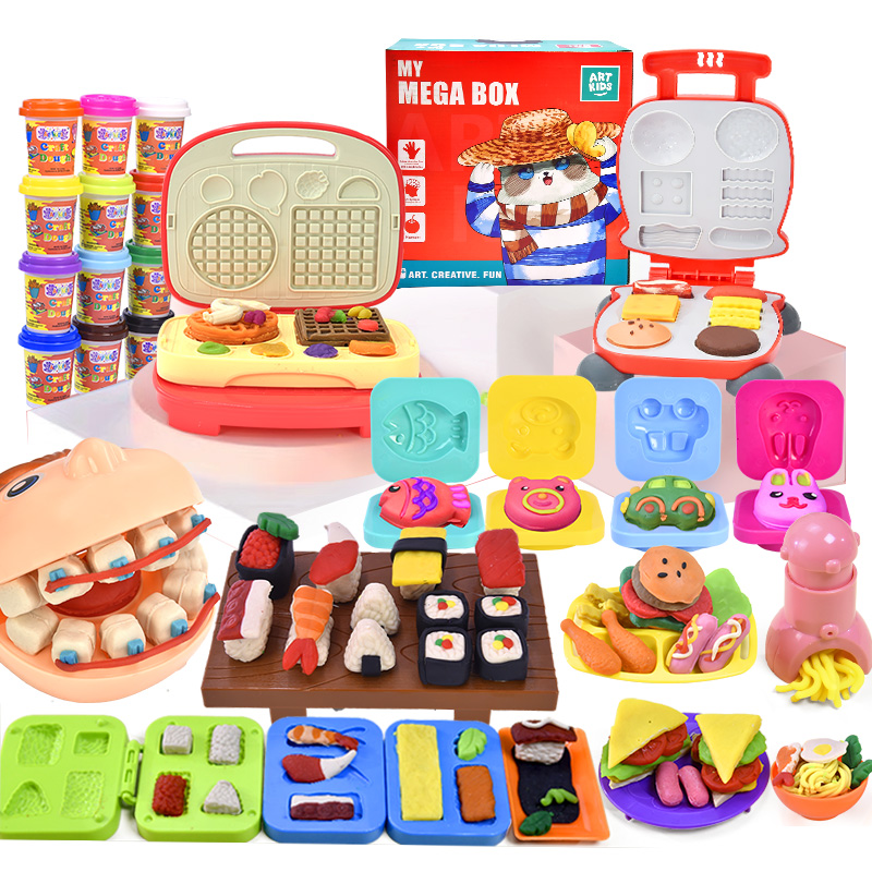 橡皮泥寿司汉堡机小麦彩泥套装手工制作模具工具儿童粘土幼儿玩具