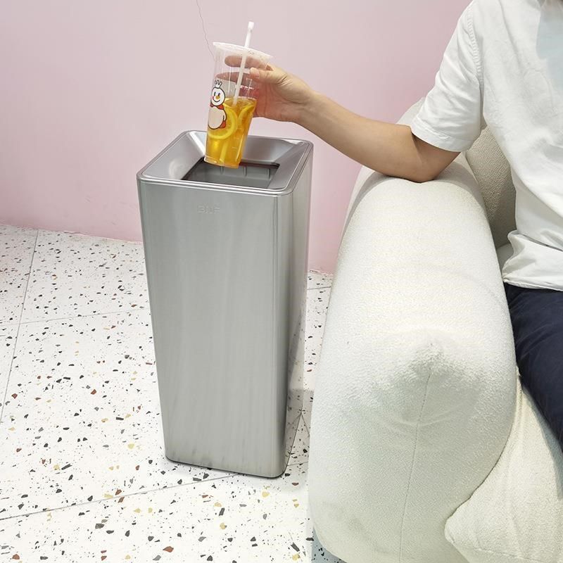 GNF方形无盖不锈钢垃圾桶室内民宿办公室前台家用客厅书房白色16L