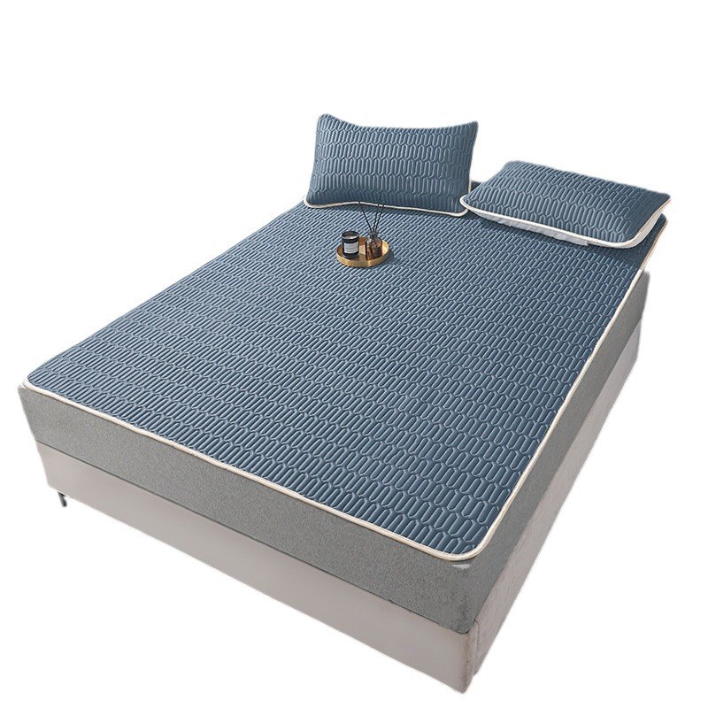 简约时尚纯色床铺夏季新款冰丝凉席三件套家用冰丝席学生单人床垫