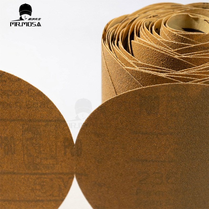 236U美国原装背胶黄色砂纸卷5寸自粘圆盘砂纸 不干胶连片砂碟卷