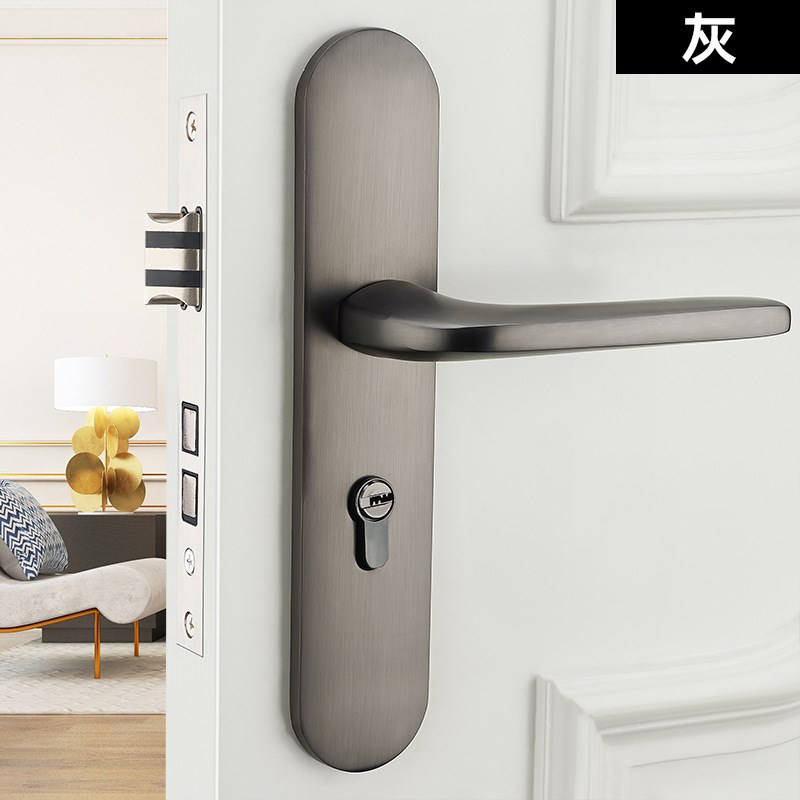 欧式门锁室内卧室静音黑色卫生间实木门把手家用通用型锁具房门锁