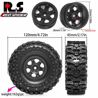 RS红蜘蛛1.9寸攀爬胎Axial易控SCX10 90046 RR10通用胎+轮毂R160