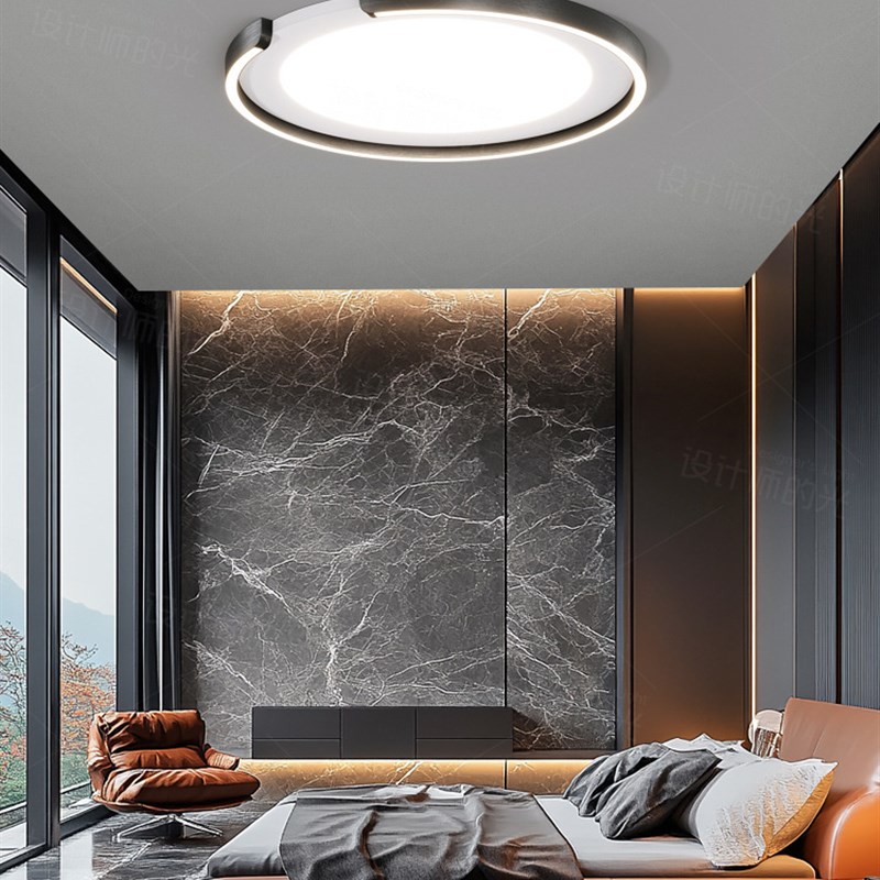 意式极简卧室吸顶灯现代简约2024新款大气创意圆形书房主卧吸顶灯
