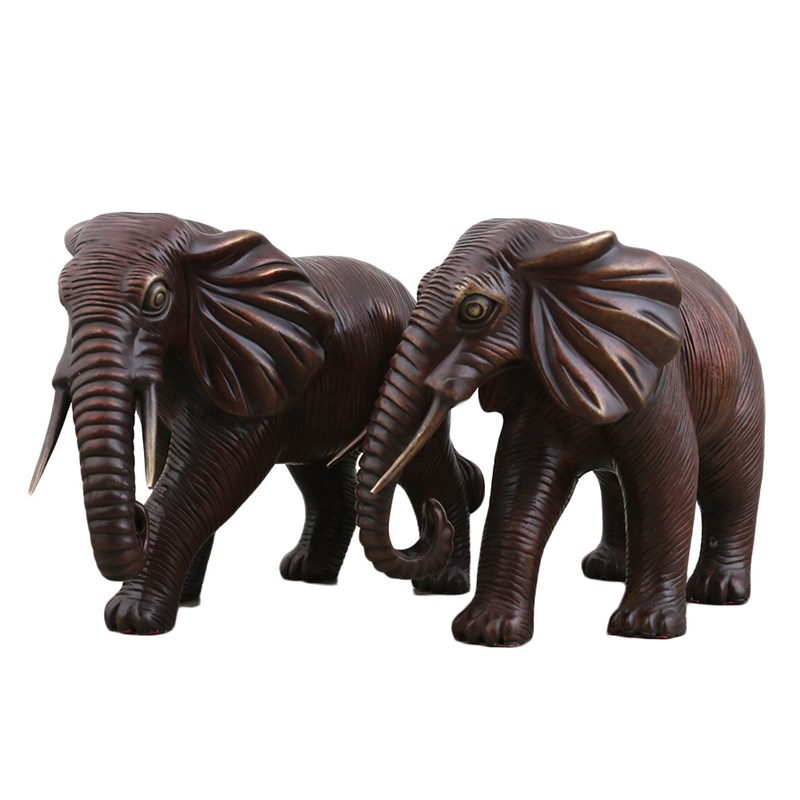 高温彩大象摆件一对客厅卧室礼品古铜大像工厂装饰家居工艺品