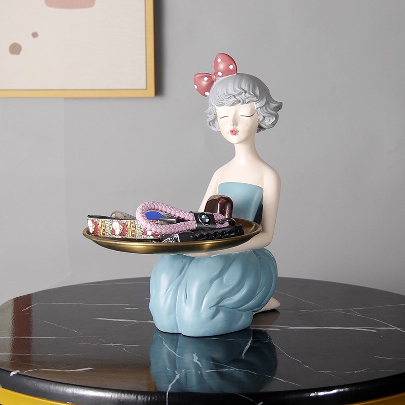 创意欧式玄关放钥匙收纳摆件树脂轻奢家居入户进门水果托盘装饰品