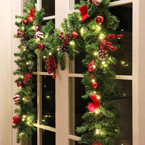 U 96134 Christmas PVC Wreath Pine Need Red Berries 圣诞花