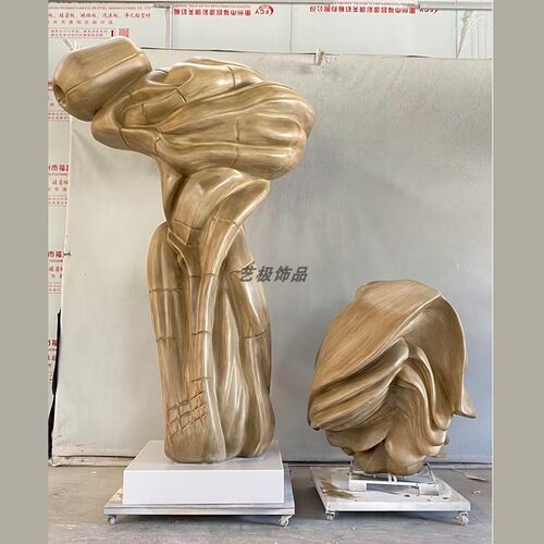 酒店别墅圆柱子玻璃纤维落地仿木雕F塑装饰摆饰民宿艺术装置定制