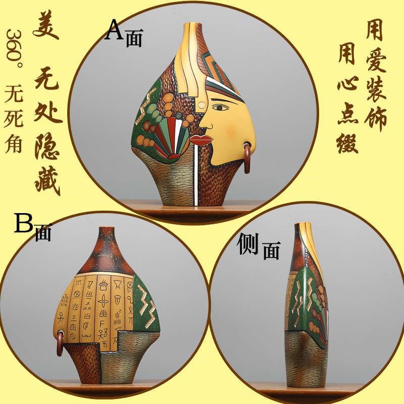 鱼客厅酒柜摆件隔断玄关装饰品对小陶瓷入户中式博古架工艺进门