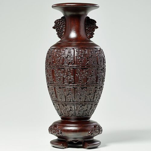 黑檀木雕装饰g花瓶摆件实木仿古中式客厅插花博古架家居玄关工艺