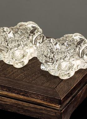 水晶貔貅摆件一对琉璃貔貅家居客厅装饰工艺品乔迁开店铺办公礼品