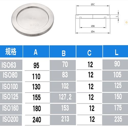 ISO真空法兰盲板片 不锈钢圆饼法兰304法兰盘ISO63 80卡钳固定盘