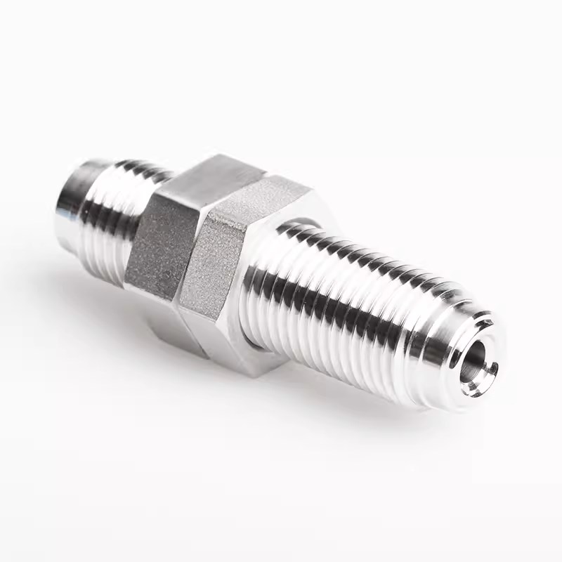 316L不锈钢1/4VCR公头穿板外丝直通VCR1/2外螺纹隔板联合接头