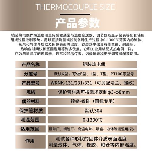 上海虹天仪表厂 铠装电热偶WRNK-131温度传感器探头PT100 K热电阻