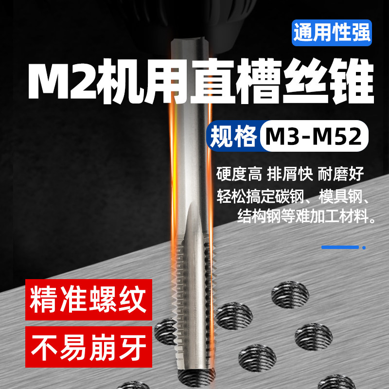 M2直槽机用丝锥全磨制高速钢HSS丝攻不锈钢6542打孔钻头粗牙细牙