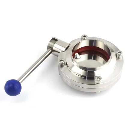 百世304/316L不锈钢卫生级焊接蝶阀手动蝶阀卫生食品级对焊蝶阀