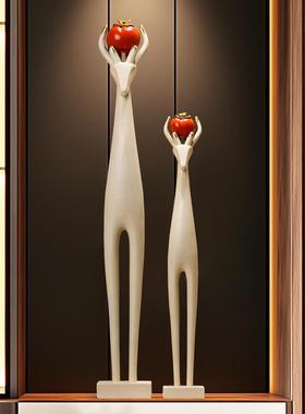 艺术鹿大摆件入户玄关旺宅家居装饰客厅电视柜瘦细长竖高级工艺品