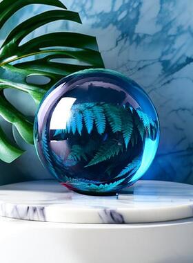 蓝色水晶球高档天蓝色水晶球摆件开业礼品卧室客厅装饰品乔迁祝福