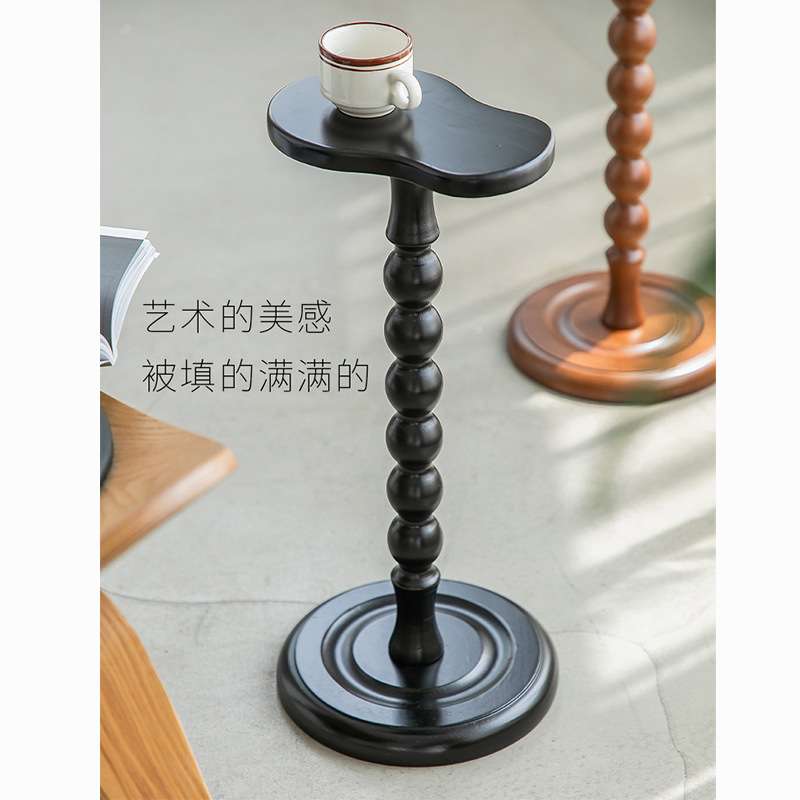 复古实木小边几圆形中古实木小茶几迷你小桌子置物架杯几